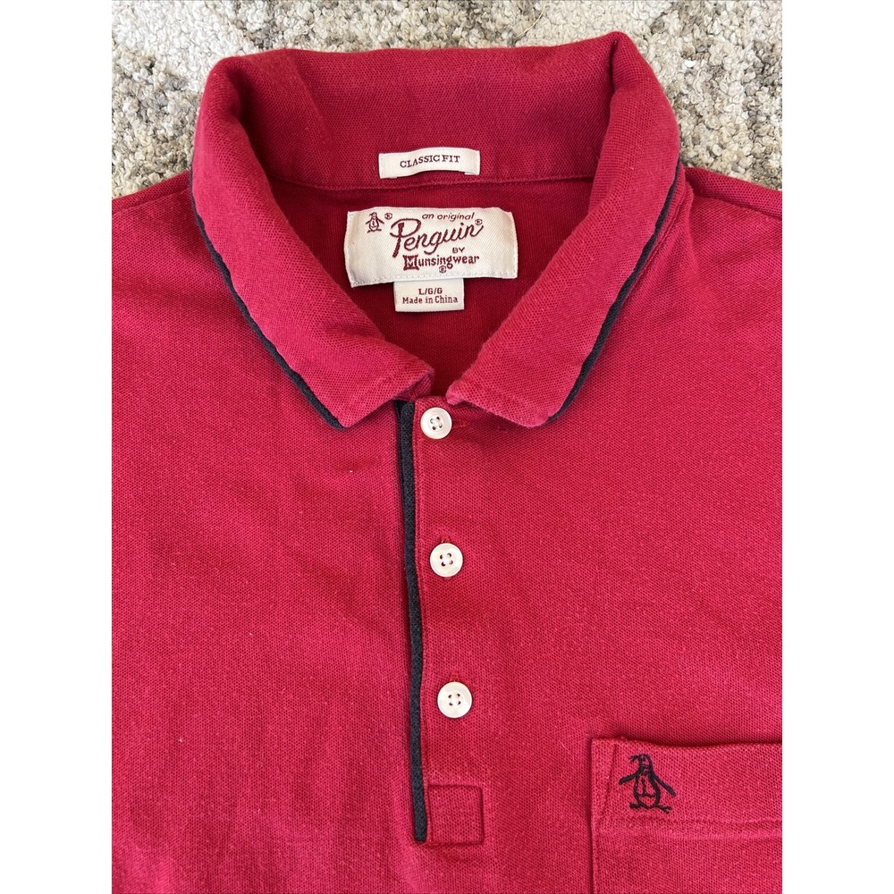 Original Penguin Polo Shirt Mens Large Red Classic Fit